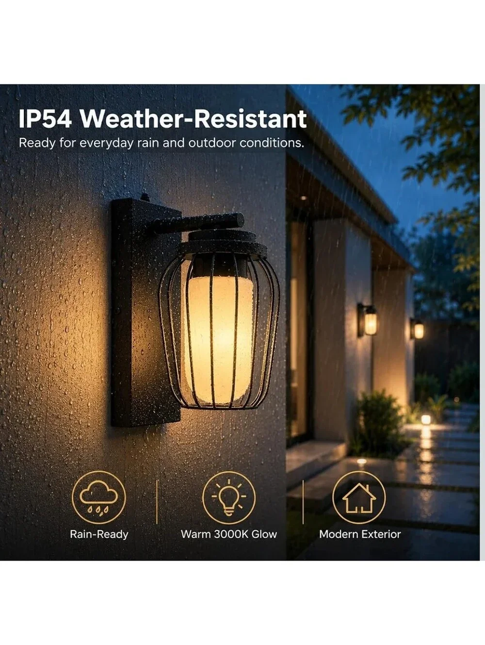Outdoor Wall Light Lantern Sconce with Dusk-to-Dawn Photocell, Bulb Included